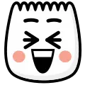  Happy face emoji with wide eyes, open mouth, and raised eyebrows, expressing excitement or joy
