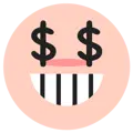 Face emoji with dollar signs in eyes and a drooling mouth, expressing greed or desire for money