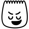 A face with a sly, sideways smile, expressing confidence, sarcasm, or playful teasing.