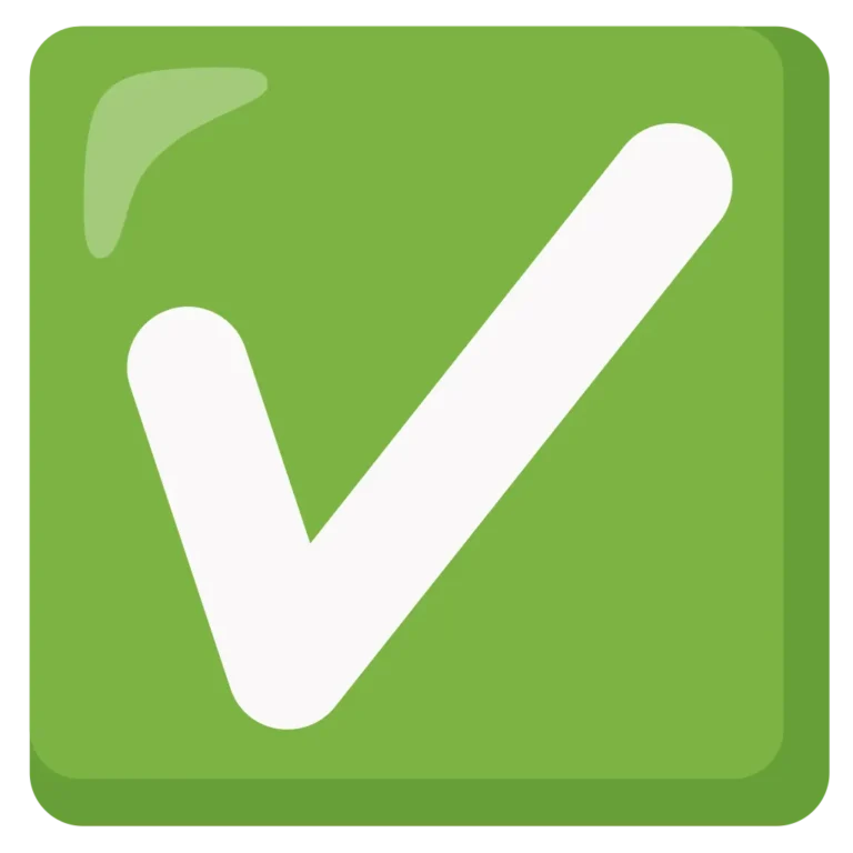 Check Mark Emoji symbolizing confirmation, success, completion, positivity, and a sense of accomplishment.