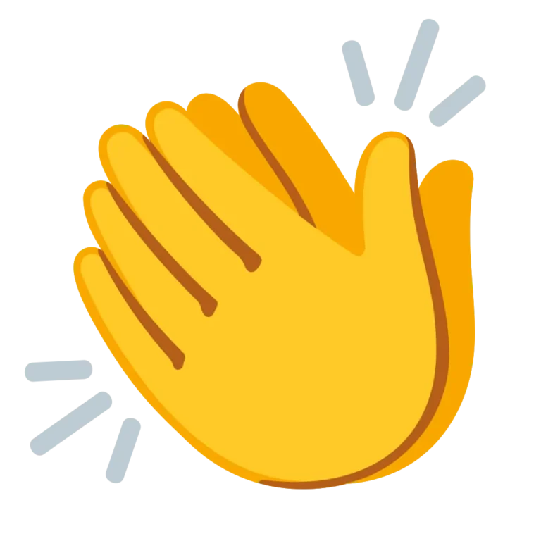 Clapping Hands Emoji representing applause, gratitude, encouragement, and celebration of success or appreciation.