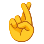 Crossed Fingers Emoji symbolizing hope, good luck, positivity, and wishing for the best in any situation.