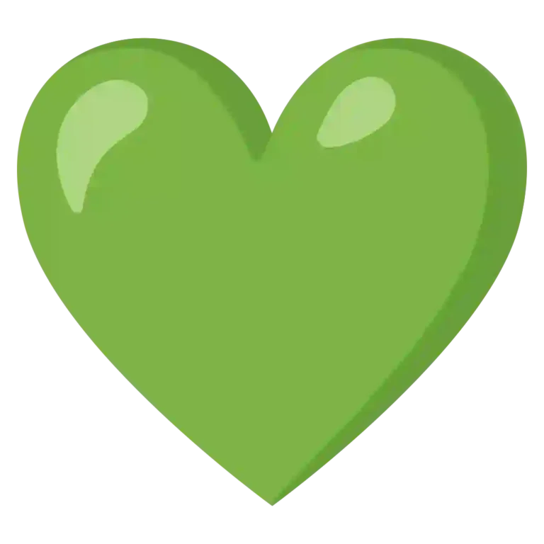 Green Heart Emoji symbolizing harmony, health, growth, nature, and caring or supportive emotions.