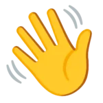 Hand Wave Emoji showing a raised hand, expressing greeting, farewell, friendliness, or welcoming vibes.