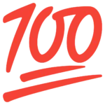 Hundred Points Emoji symbolizing perfection, achievement, support, and strong approval with feelings of motivation and success.
