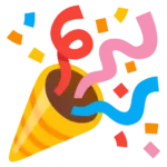 Party Popper Emoji bursting with confetti, symbolizing joy, celebration, excitement, and festive moments.
