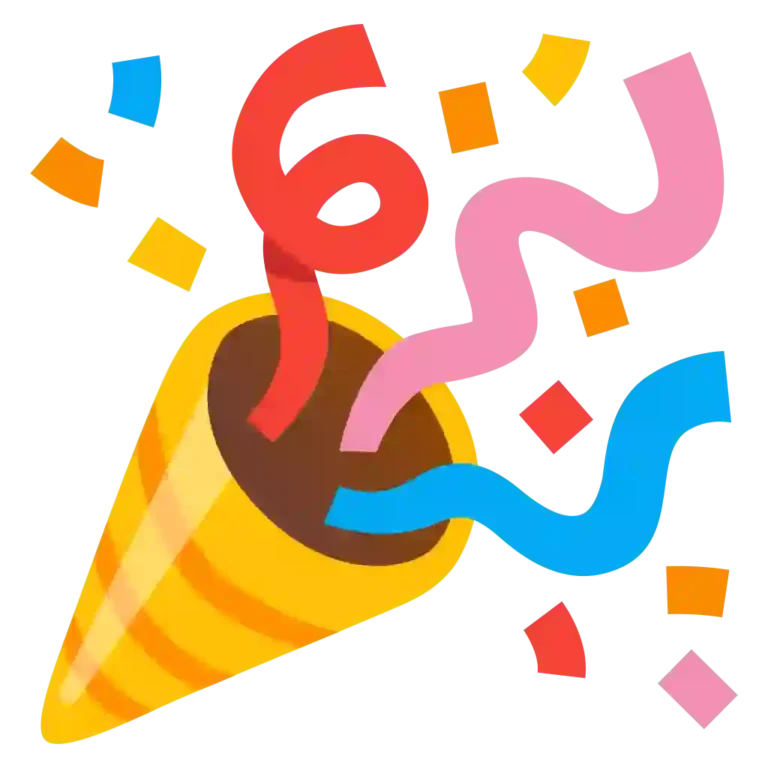 Party Popper Emoji bursting with confetti, symbolizing joy, celebration, excitement, and festive moments.