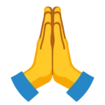 Prayer hands emoji showing two hands pressed together, often used to express gratitude, prayer, hope, respect, or a request for blessings.