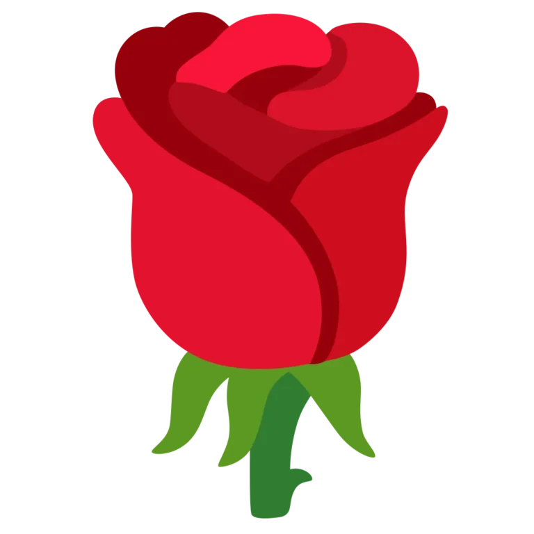 Rose Emoji symbolizing love, romance, beauty, passion, and heartfelt emotions in digital conversations.