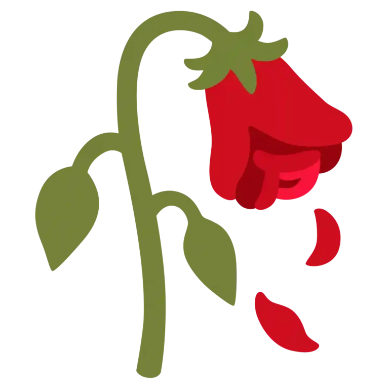 Wilted Flower Emoji symbolizing sadness, loss, fading love, or delicate emotions of heartbreak and disappointment.