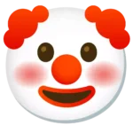 Clown Emoji with a colorful face and big smile, representing humor, silliness, playfulness, or lighthearted fun.
