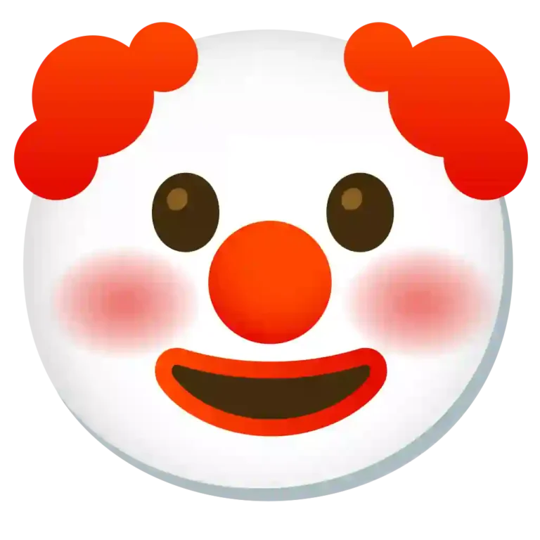 Clown Emoji with a colorful face and big smile, representing humor, silliness, playfulness, or lighthearted fun.