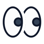 Two eyes giving a side glance, representing skepticism, annoyance, sarcasm, or playful judgment, often used in chats to tease or react without words.

