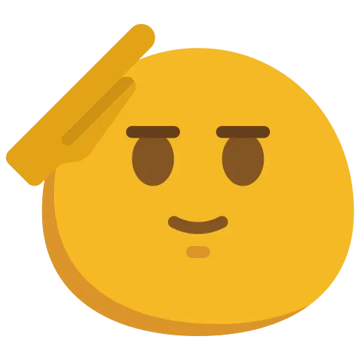 Saluting Face emoji 🫡 – a yellow face with a raised right hand in a formal salute, representing respect, honor, or playful acknowledgment salute emoji