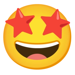 Star Eyes Emoji with sparkling eyes, expressing amazement, excitement, admiration, or being starstruck.