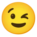 "Playful face with a wink emoji expression, capturing a cheeky, lighthearted, and friendly mood" wink emoji