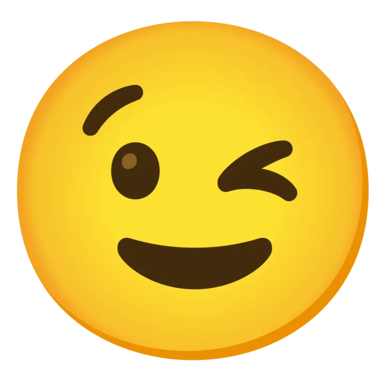 "Playful face with a wink emoji expression, capturing a cheeky, lighthearted, and friendly mood" wink emoji