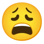 Agony Emoji 😩 meaning and usage in chats and social media