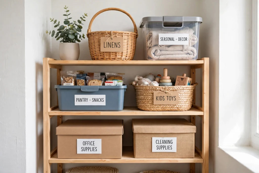budget organization ideas with affordable bins and baskets
