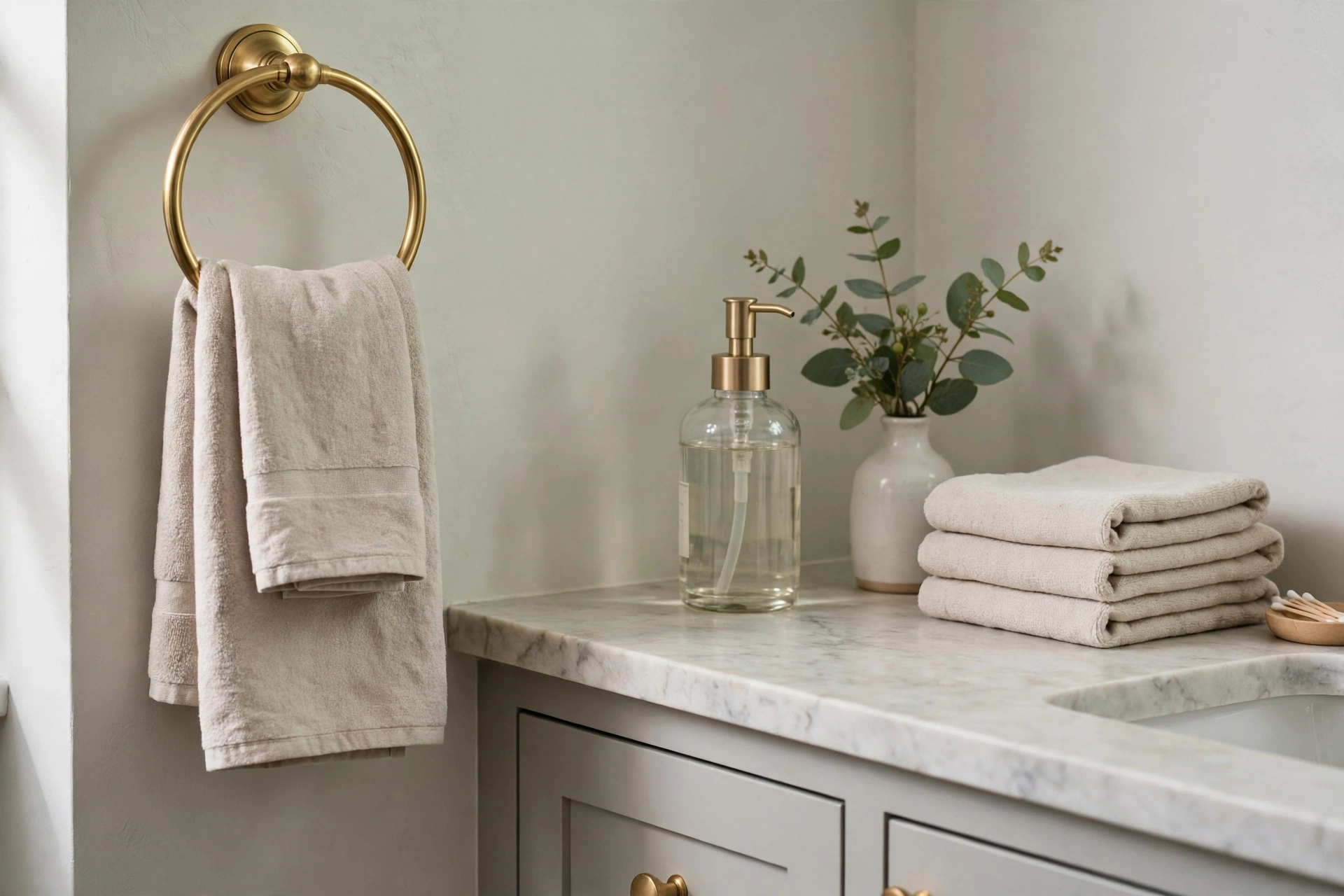 holiday guest bathroom organization ideas tidy counter towel storage